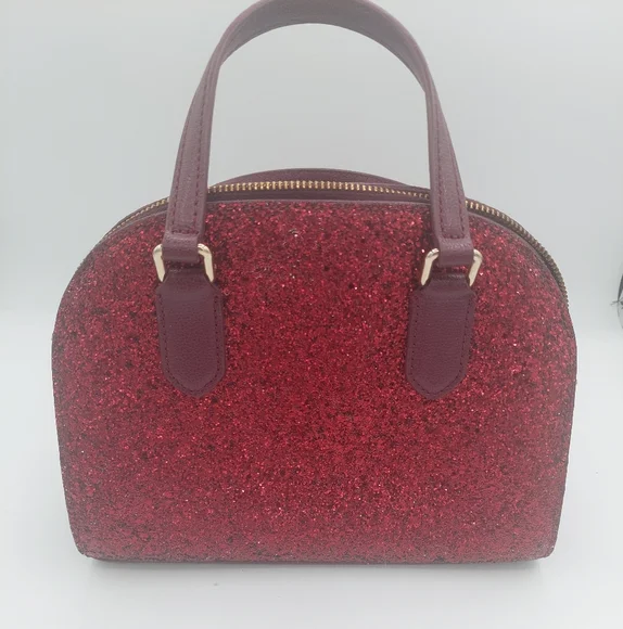 Kate Spade mini Reily Laurel Way glitter deep plum with matching card holder - Picture 5 of 12